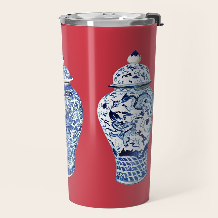 GINGER JAR TRIO ON RED Travel Mug Gallery Image 2