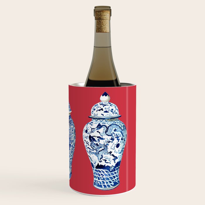 GINGER JAR TRIO ON RED Wine Chiller Gallery Image 3