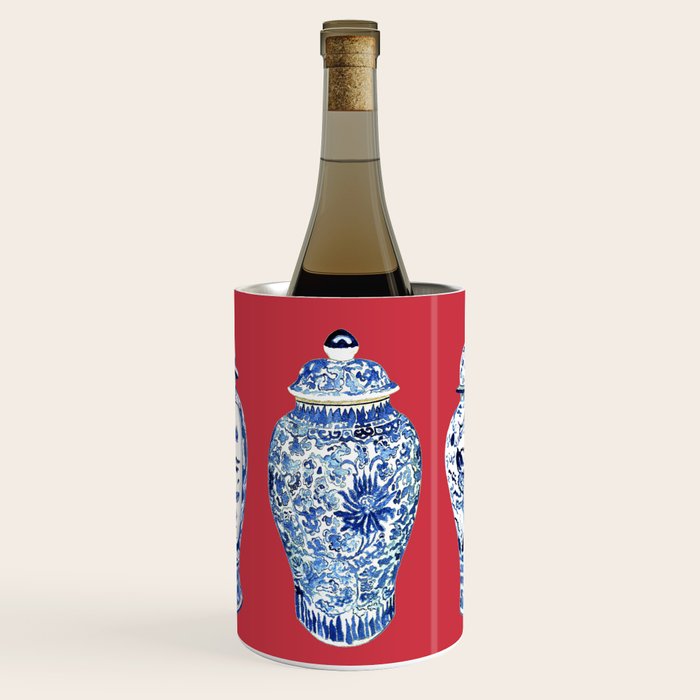 GINGER JAR TRIO ON RED Wine Chiller Gallery Image 1