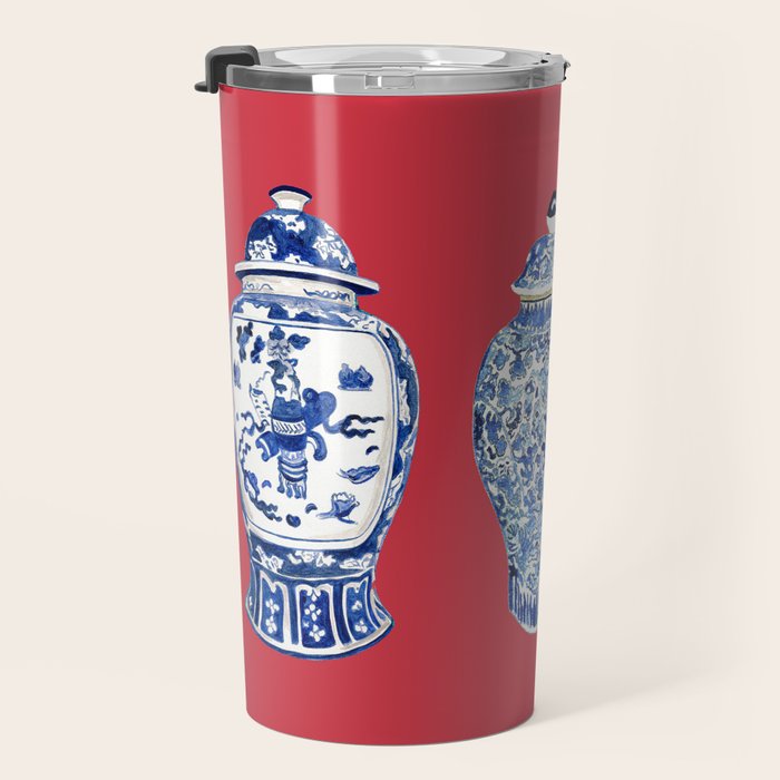 GINGER JAR TRIO ON RED Travel Mug Gallery Image 3