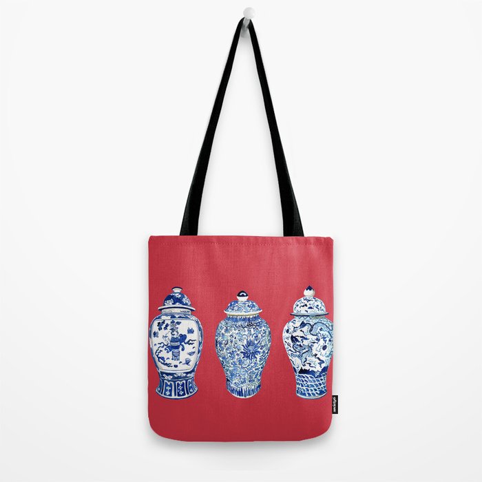 GINGER JAR TRIO ON RED Tote Bag Gallery Image 2