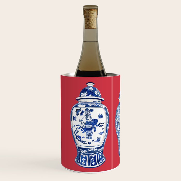 GINGER JAR TRIO ON RED Wine Chiller Gallery Image 2