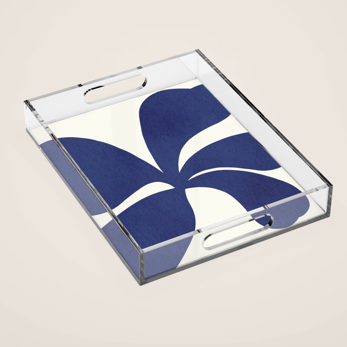 Abstract-botanical 16 blue Acrylic Tray Gallery Image 1