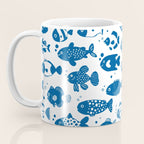Blue Fish Pattern Minimal Coastal Ocean Coffee Mug Gallery Image 3