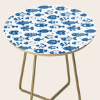Blue Fish Pattern Minimal Coastal Ocean Side Table Gallery Image 2