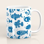 Blue Fish Pattern Minimal Coastal Ocean Coffee Mug Gallery Image 1