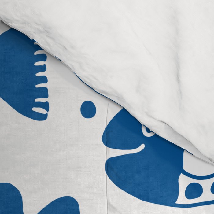 Blue Fish Pattern Minimal Coastal Ocean Comforter Gallery Image 4