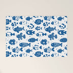 Blue Fish Pattern Minimal Coastal Ocean Welcome Mat Gallery Image 1