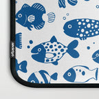 Blue Fish Pattern Minimal Coastal Ocean Laptop Sleeve Gallery Image 3