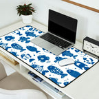 Blue Fish Pattern Minimal Coastal Ocean Desk Mat Gallery Image 2
