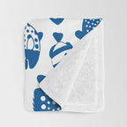 Blue Fish Pattern Minimal Coastal Ocean Throw Blanket Gallery Image 3