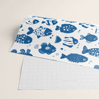 Blue Fish Pattern Minimal Coastal Ocean Wrapping Paper Gallery Image 2