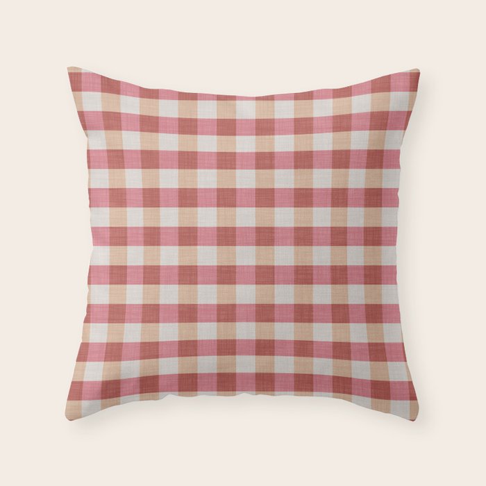 Cozy Gingham in Pink Throw Pillow Gallery Image 6