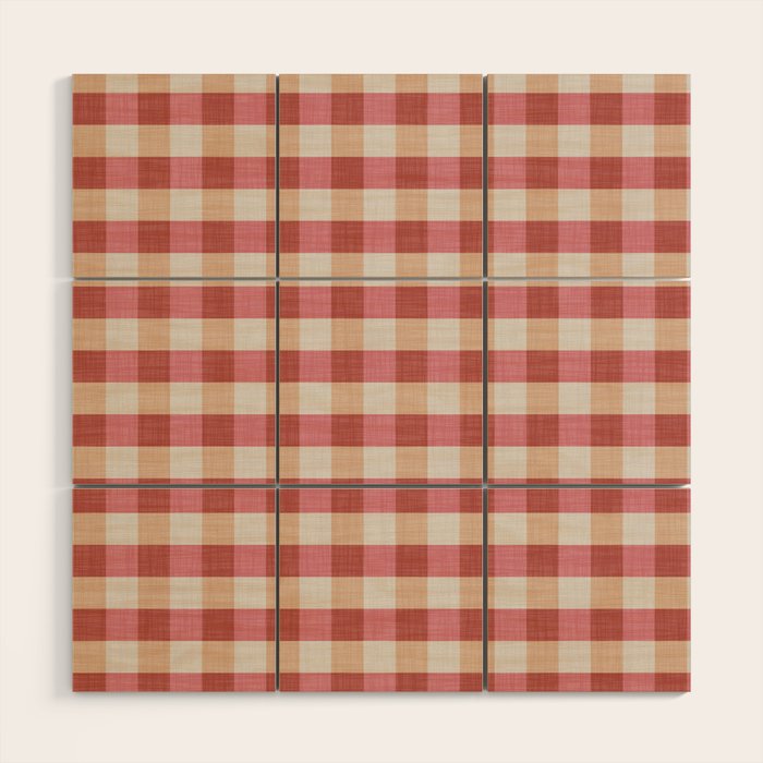 Cozy Gingham in Pink Wood Wall Art Gallery Image 1
