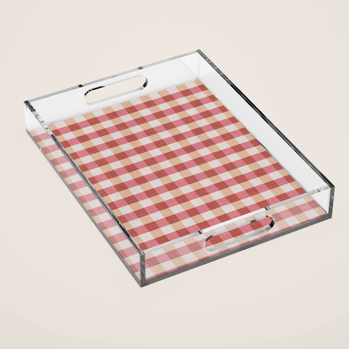 Cozy Gingham in Pink Acrylic Tray Gallery Image 1