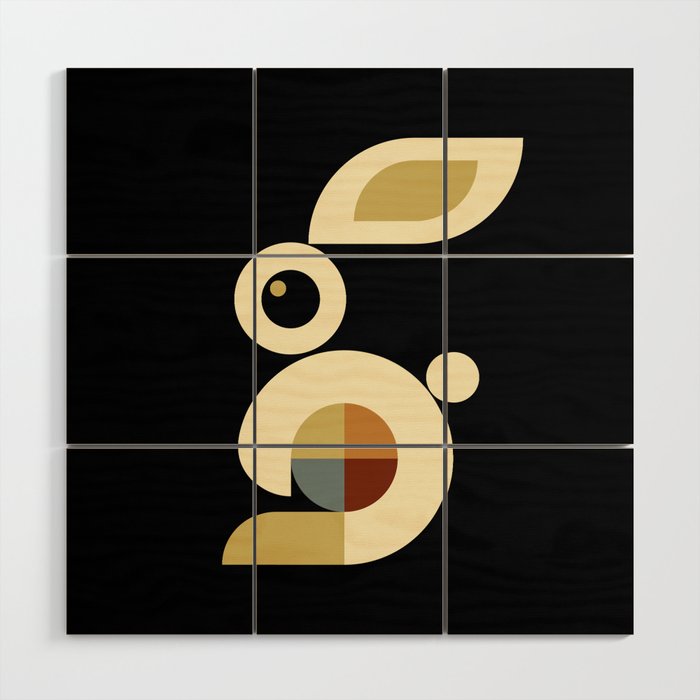 white rabbit modern Wood Wall Art Gallery Image 1