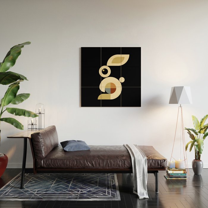white rabbit modern Wood Wall Art Gallery Image 2
