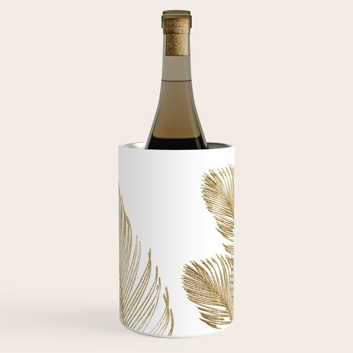 Palm Leaves Finesse Line Art with Gold Foil #2 #minimal #decor #art #society6 Wine Chiller Gallery Image 1