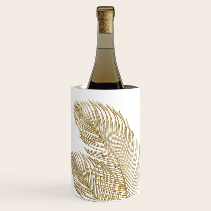 Palm Leaves Finesse Line Art with Gold Foil #2 #minimal #decor #art #society6 Wine Chiller Gallery Image 3