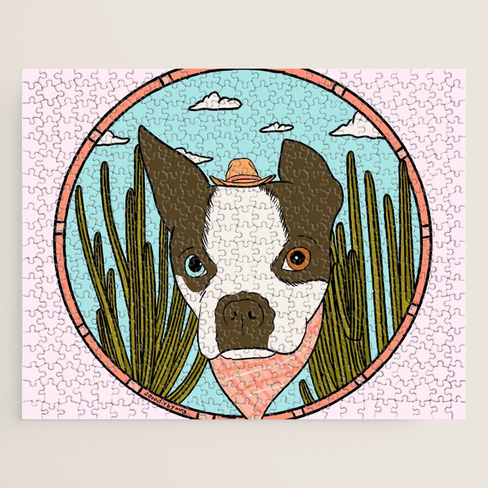 Cowboy Dog- Clover Boston Jigsaw Puzzle Gallery Image 1