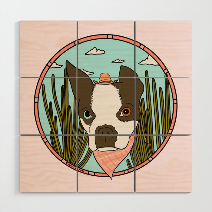 Cowboy Dog- Clover Boston Wood Wall Art Gallery Image 1