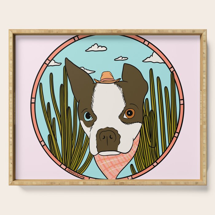 Cowboy Dog- Clover Boston Serving Tray Gallery Image 1
