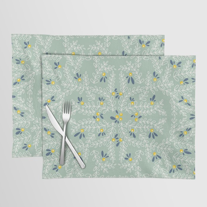 Wonderful holiday joy twigs mint Placemat Gallery Image 1
