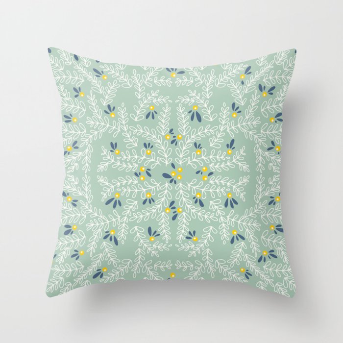 Wonderful holiday joy twigs mint Throw Pillow Gallery Image 1