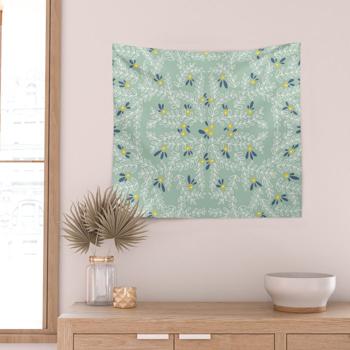 Wonderful holiday joy twigs mint Wall Tapestry Gallery Image 2