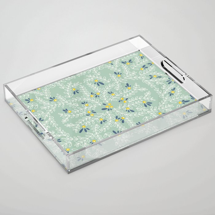 Wonderful holiday joy twigs mint Acrylic Tray Gallery Image 1
