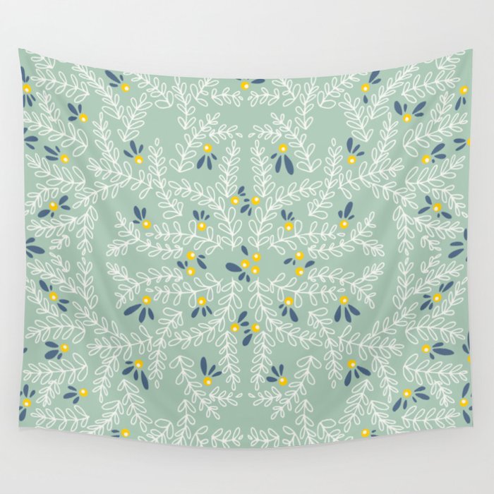 Wonderful holiday joy twigs mint Wall Tapestry Gallery Image 4