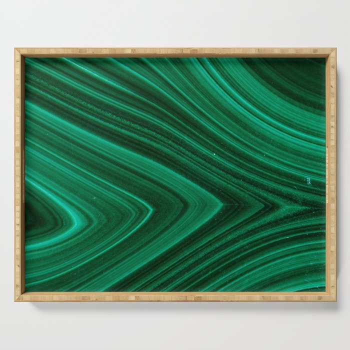 Malachite Green Marble Texture Serving Tray Gallery Image 1