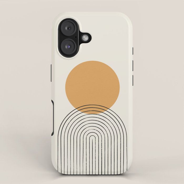 Gold Sun rainbow mid-century full iPhone Case Gallery Image 1