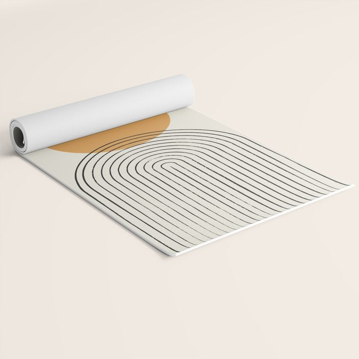 Gold Sun rainbow mid-century full Yoga Mat Gallery Image 2