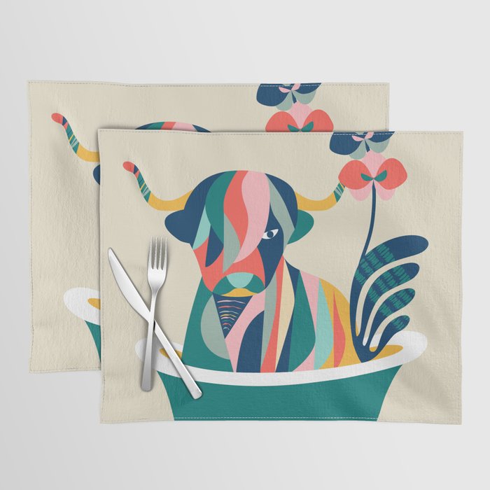 Highland cow in bathtub Placemat Gallery Image 1