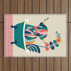 Highland cow in bathtub Outdoor Rug Gallery Image 1