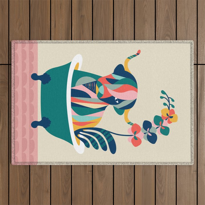 Highland cow in bathtub Outdoor Rug Gallery Image 1