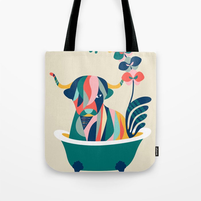 Highland cow in bathtub Tote Bag Gallery Image 1