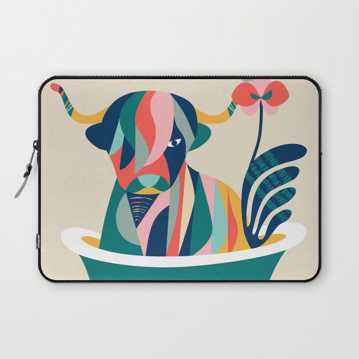 Highland cow in bathtub Laptop Sleeve Gallery Image 1