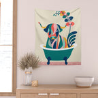 Highland cow in bathtub Wall Tapestry Gallery Image 2
