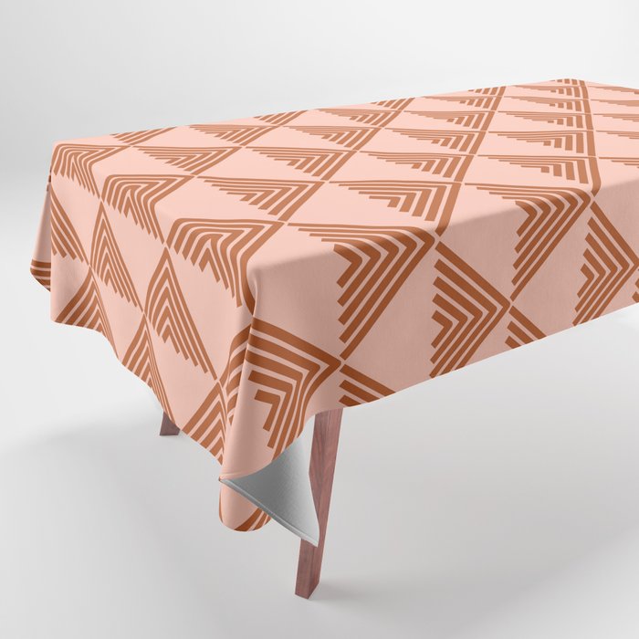 Triangular Lines in Terracotta and Blush Tablecloth Gallery Image 1