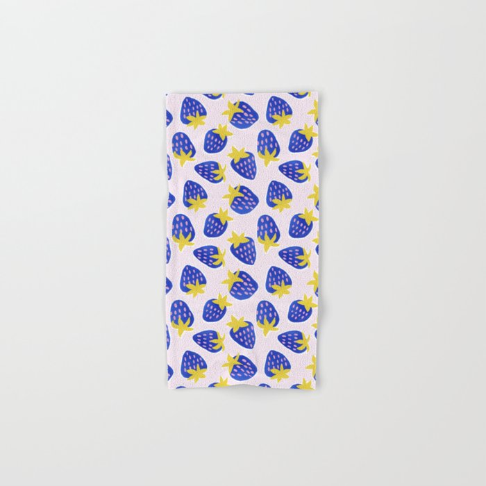 Vibrant Blue Strawberry Pattern Bath Towel Gallery Image 1