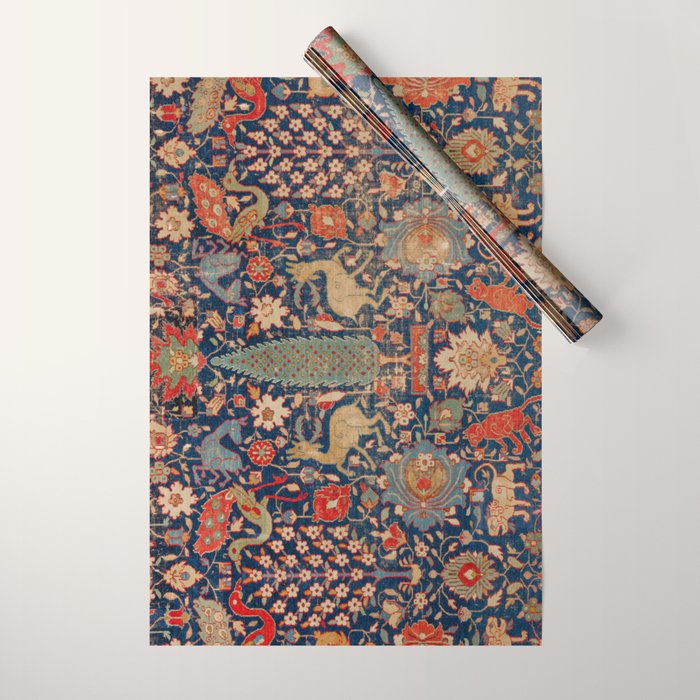 17th Century Persian Rug Print with Animals Wrapping Paper Gallery Image 1
