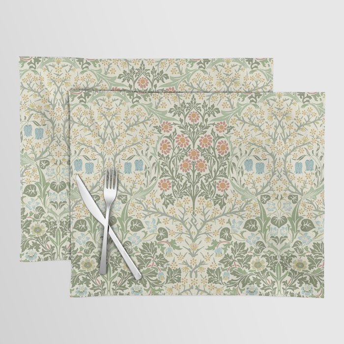 William Morris Blackthorn Cream Pastel Floral Placemat Gallery Image 1