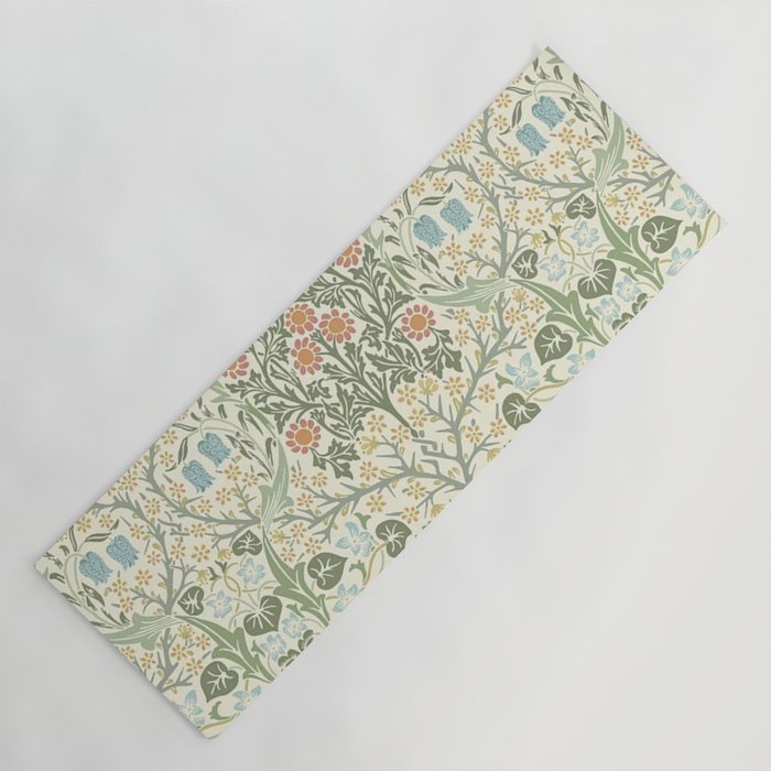 William Morris Blackthorn Cream Pastel Floral Yoga Mat Gallery Image 1