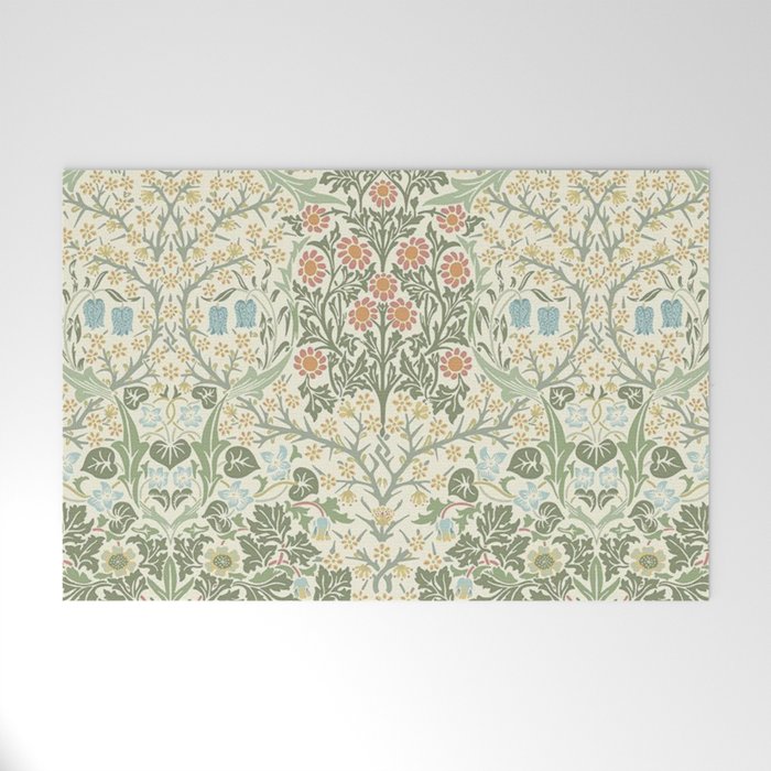 William Morris Blackthorn Cream Pastel Floral Welcome Mat Gallery Image 1