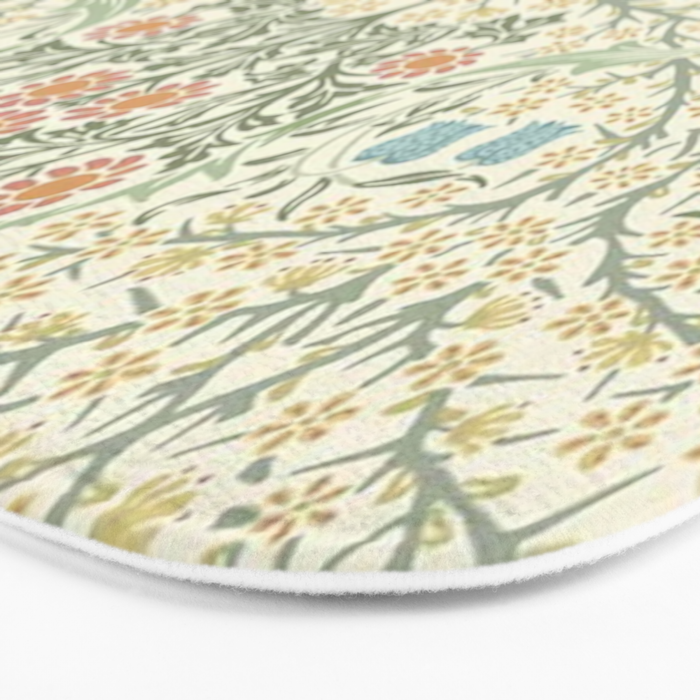 William Morris Blackthorn Cream Pastel Floral Bath Mat Gallery Image 3