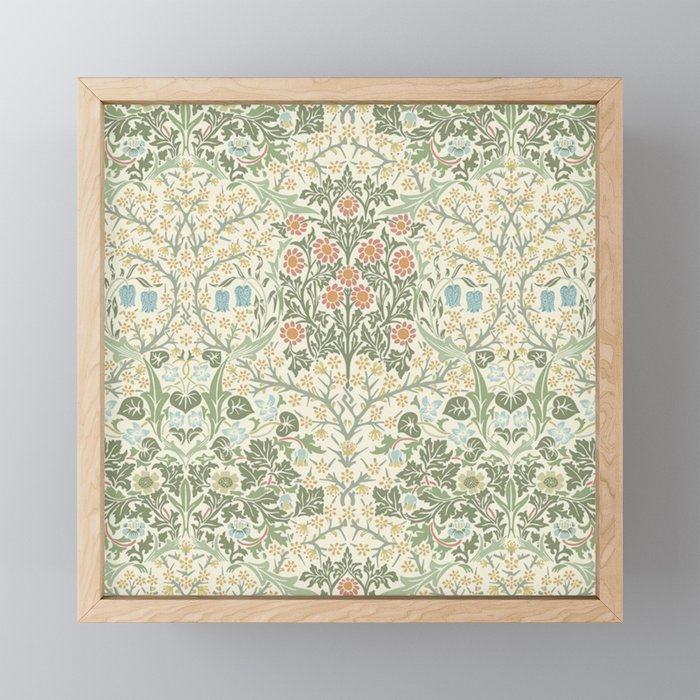 William Morris Blackthorn Cream Pastel Floral Mini Art Print Gallery Image 1