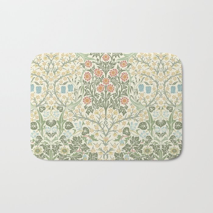 William Morris Blackthorn Cream Pastel Floral Bath Mat Gallery Image 1