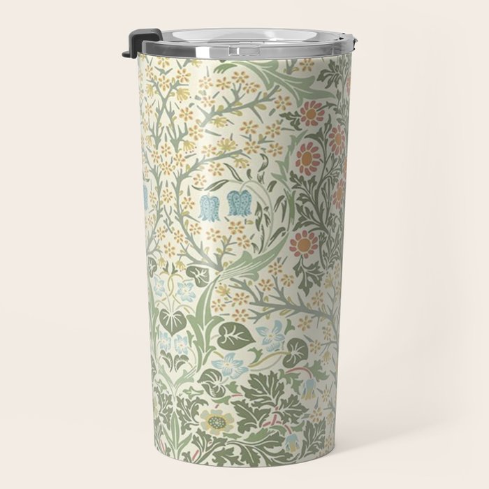 William Morris Blackthorn Cream Pastel Floral Travel Mug Gallery Image 3